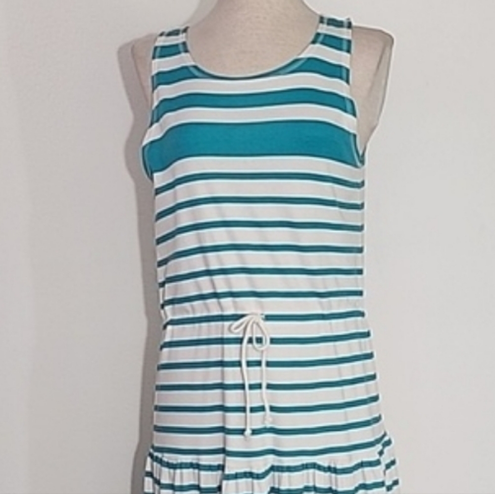TraVerse Dress Striped Sleeveless Cotton Poly Blend Sundress Green Size M - Picture 9 of 14
